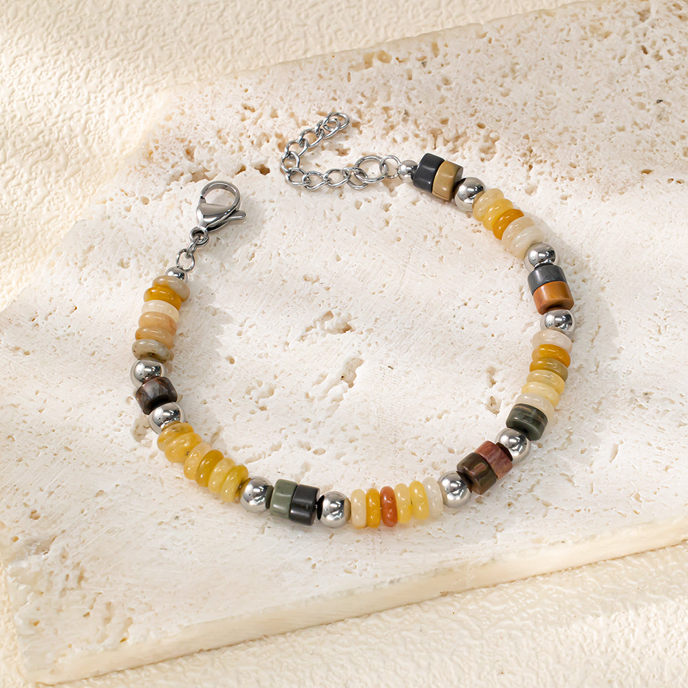 Sahara Spirit Agate & Turquoise Necklace – Natural Agate Discs, Turquoise Beads, Stainless Steel