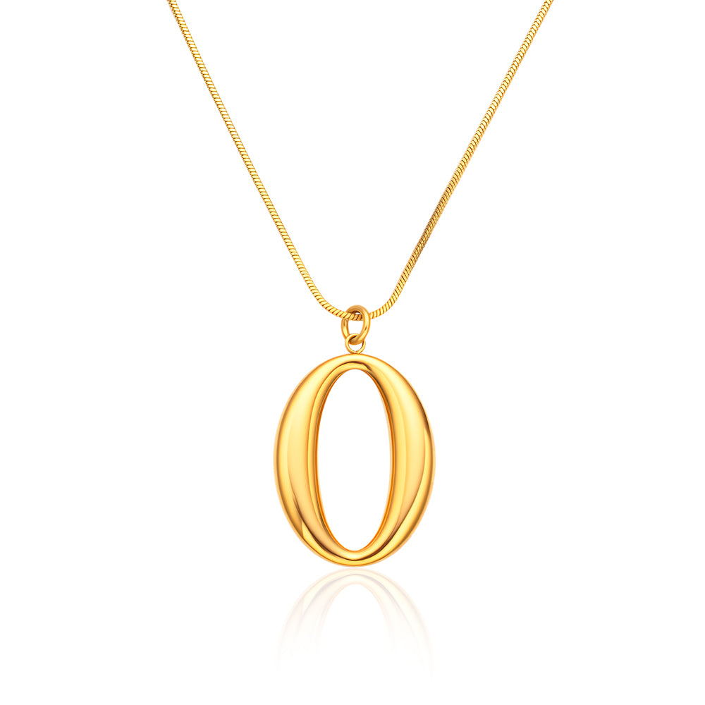 O-Shaped Pendant Necklace – 18K Gold Plated, Sleek & Modern Design