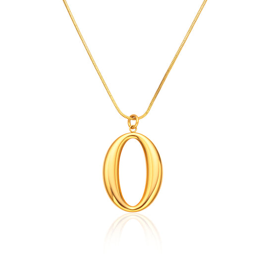 O-Shaped Pendant Necklace – 18K Gold Plated, Sleek & Modern Design