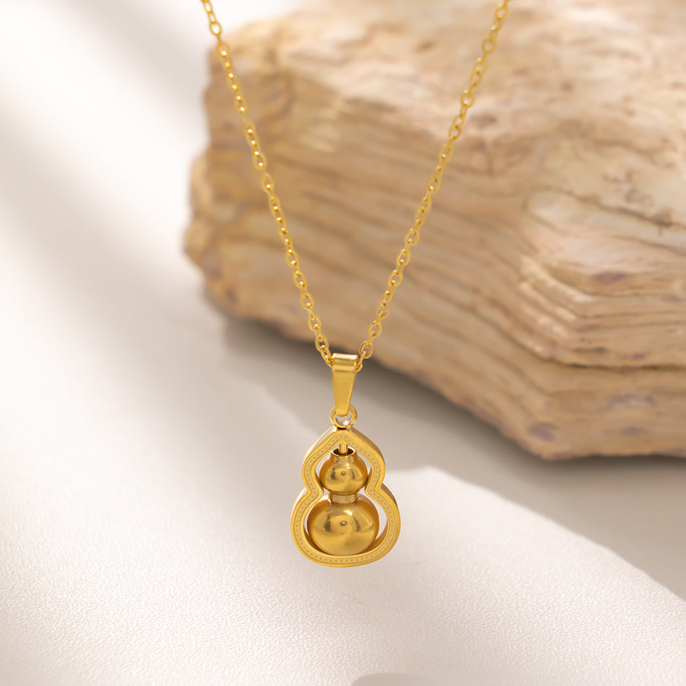 316 Stainless Steel 18K Gold Plated Gourd Necklace | Lucky Pendant Gift for Women