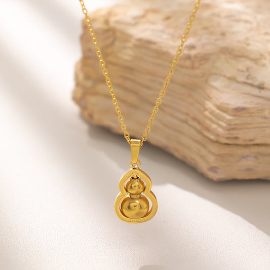 316 Stainless Steel 18K Gold Plated Gourd Necklace | Lucky Pendant Gift for Women