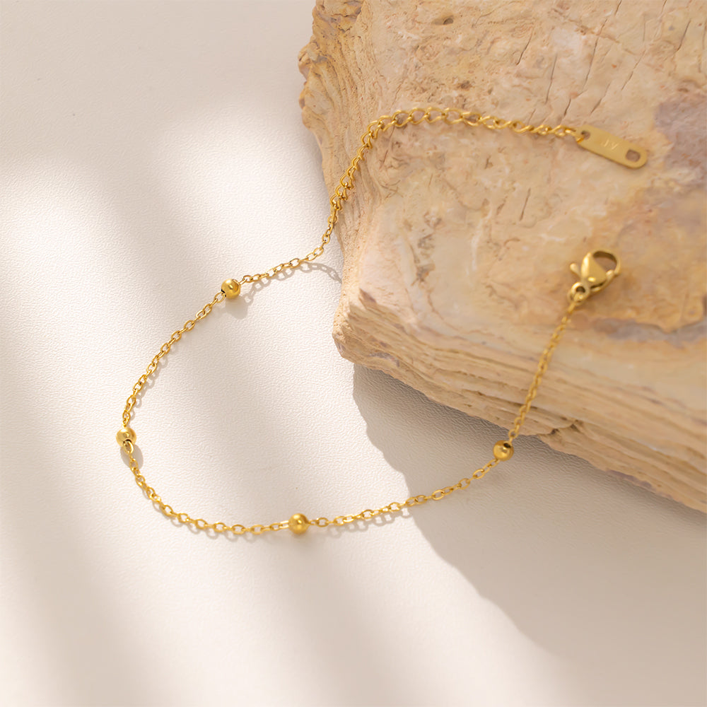 316 Stainless Steel 18K Gold Plated Beaded Bracelet | Minimalist Dainty Jewelry for Women