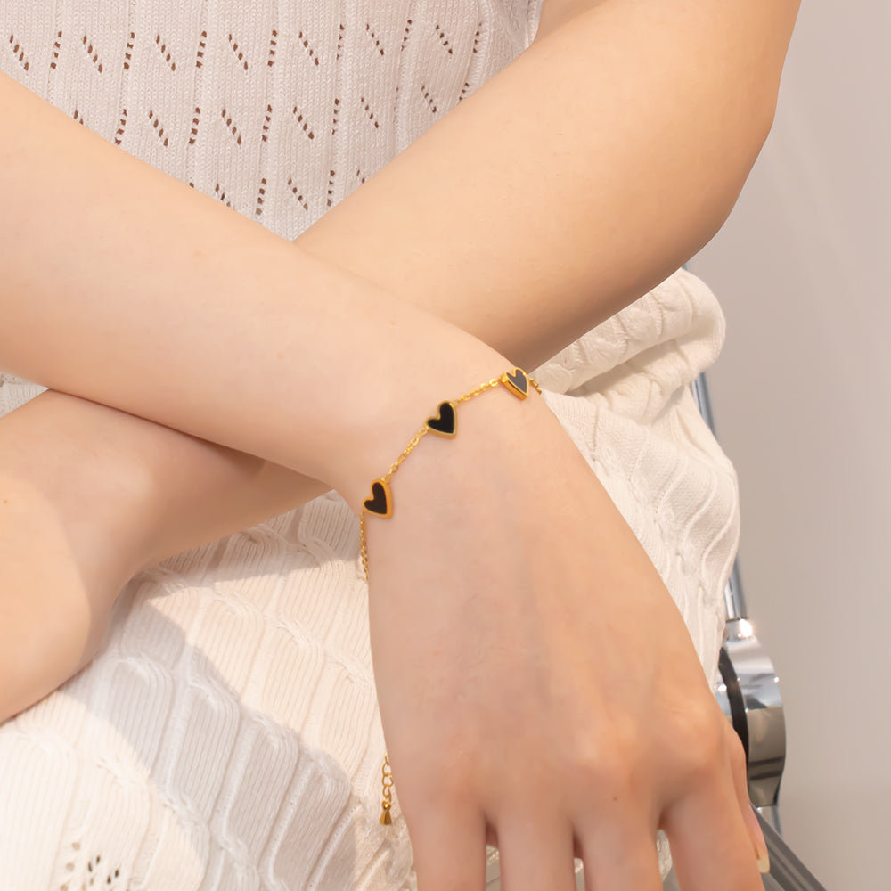 316 Stainless Steel 18K Gold Plated Five Heart Bracelet | Youthful & Energetic Jewelry for Women