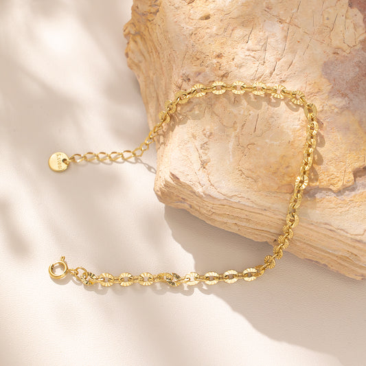 Dazzling Laser-Cut 18K Gold Plated Stainless Steel Bracelet – Lightweight & Hypoallergenic