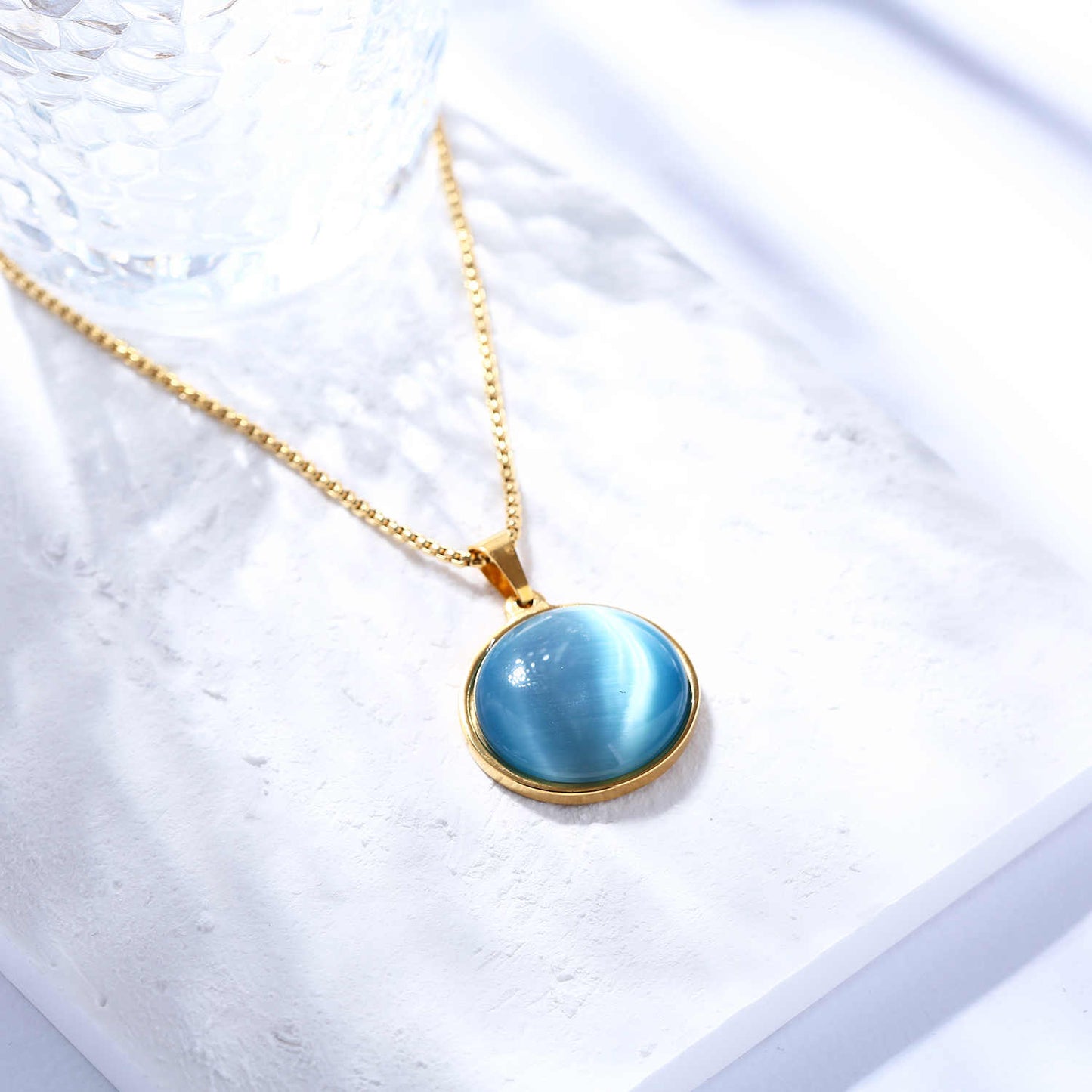 Stainless Steel 18K Gold Plated Cat's Eye Necklace