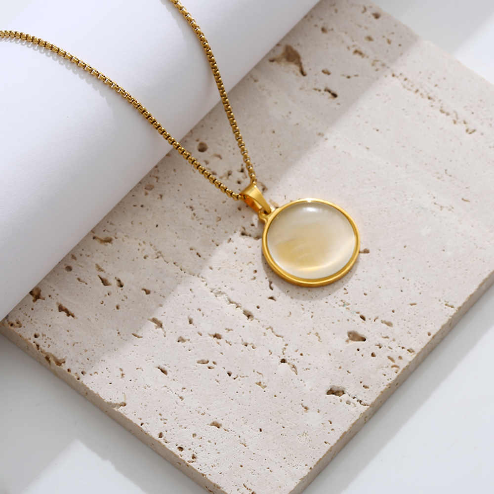 Stainless Steel 18K Gold Plated Cat's Eye Necklace