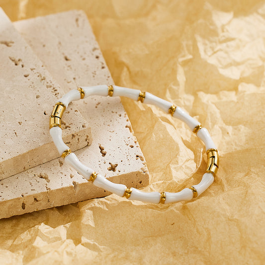 Stainless steel plated 18K gold bamboo bracelet