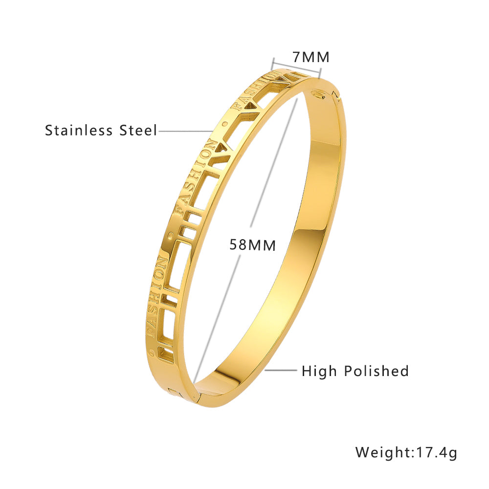 Stainless steel plated 18K gold light luxury digital gold bracelet