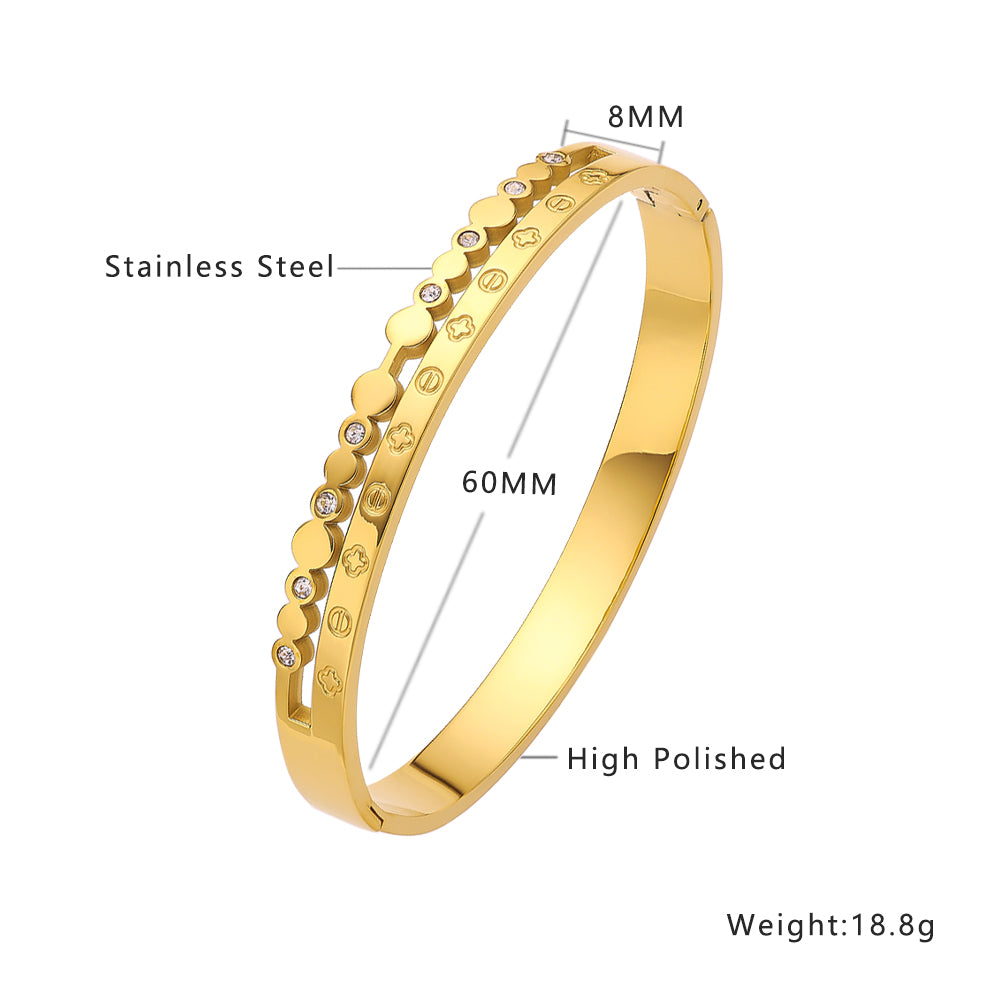 Stainless steel plated 18-karat gold high diamond bracelet