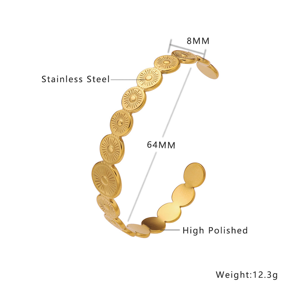 Stainless steel 18k gold plated open gold bracelet