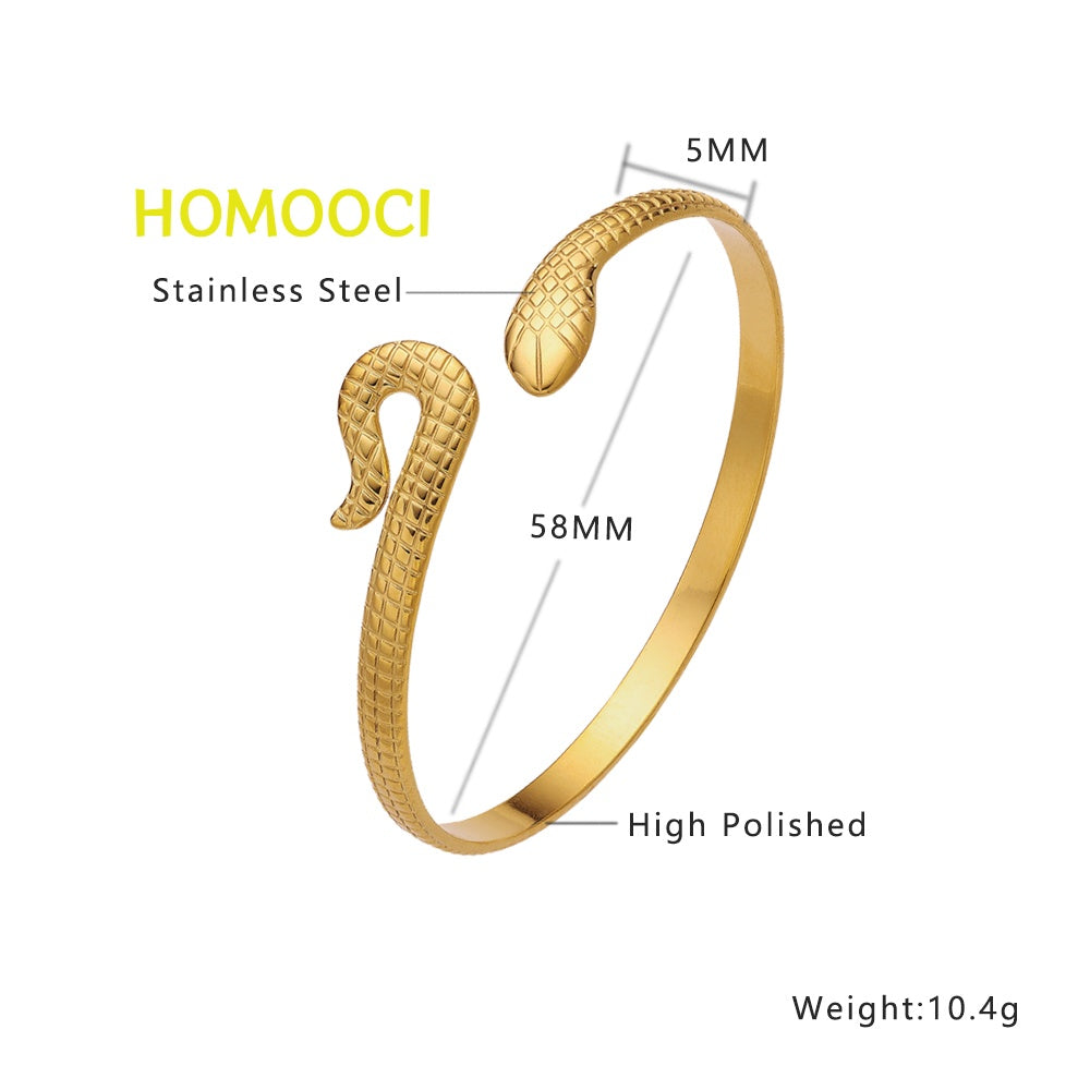 HOMOOCI Stainless steel plated 18-karat gold semi-open snake-gold bracelet