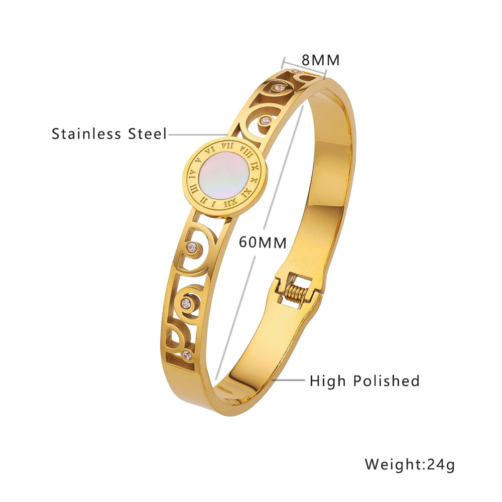 Stainless steel plated 18-karat gold round gold bracelet