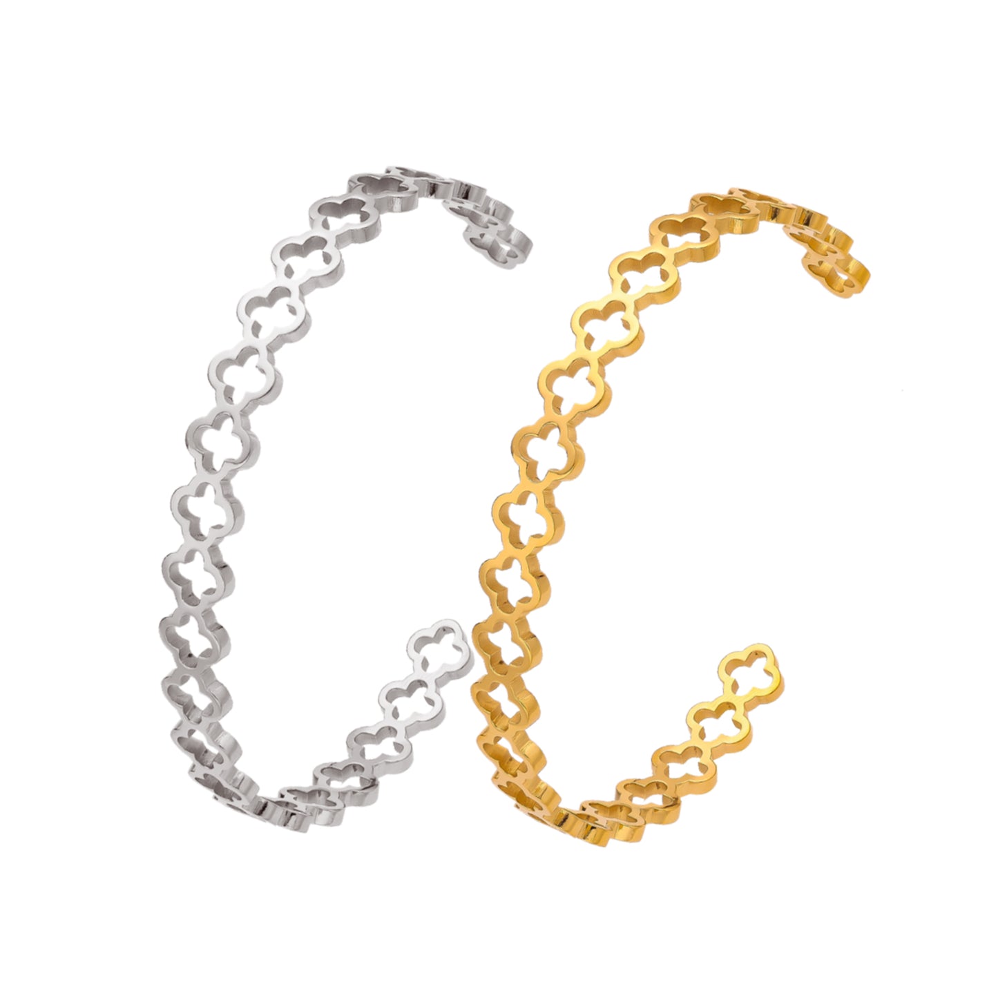 Stainless steel plated 18-karat gold half-open bracelet