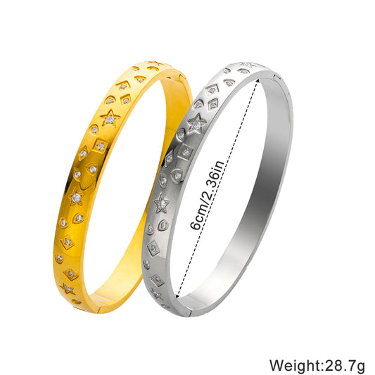 316 Stainless Steel 18K Gold Plated Zircon Bracelet | Delicate Asymmetrical Clasp Design