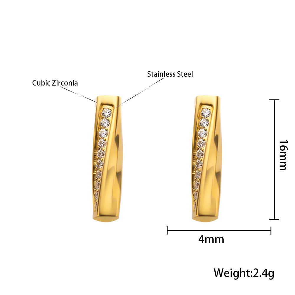 316 Stainless Steel 18K Gold Plated Diamond Earrings | Sparkling Luxurious Jewelry