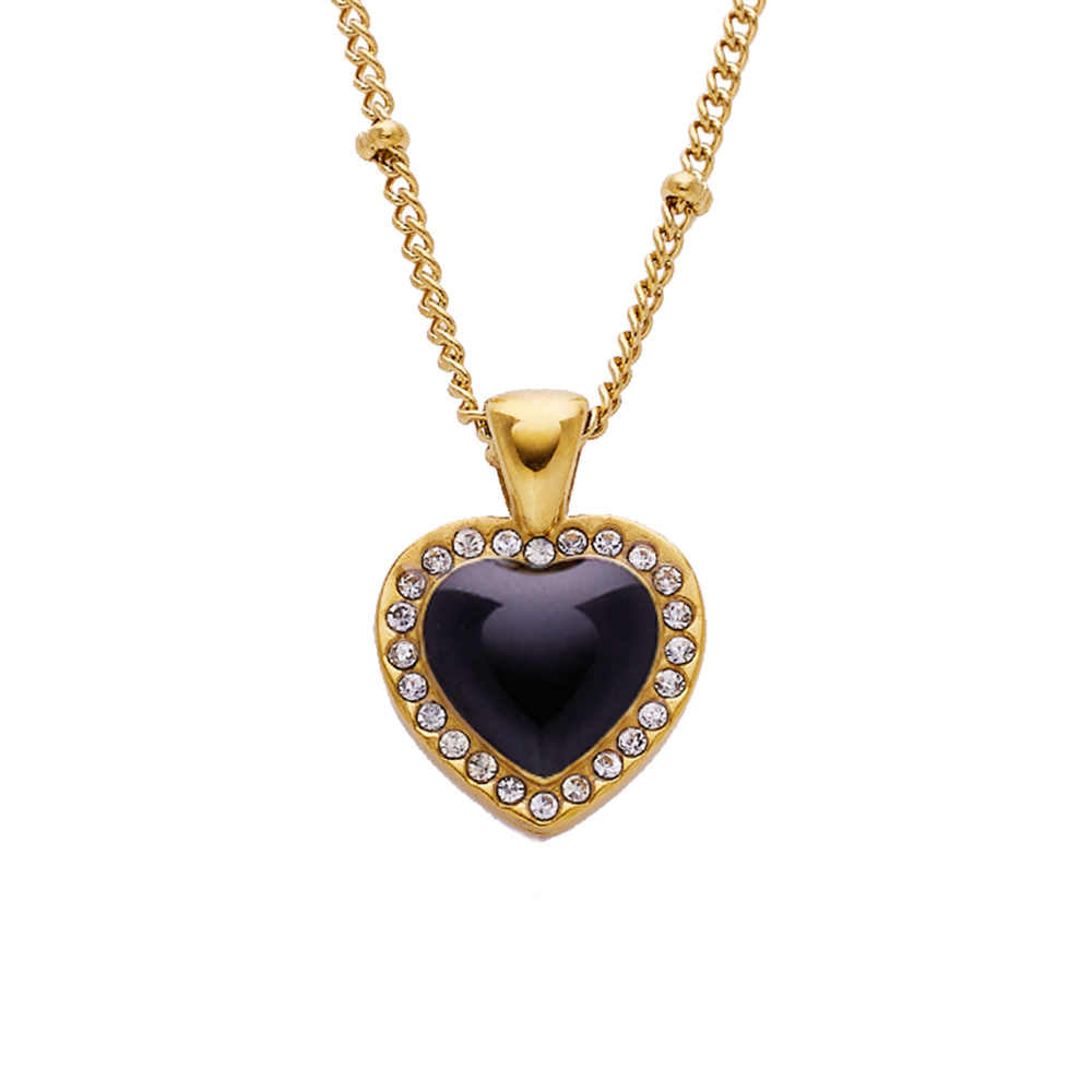 Stainless steel 18K gold plated love zircon necklace