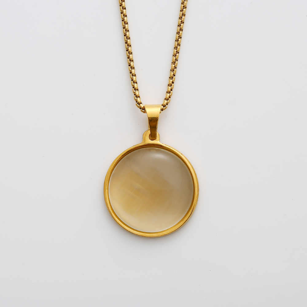 Stainless Steel 18K Gold Plated Cat's Eye Necklace