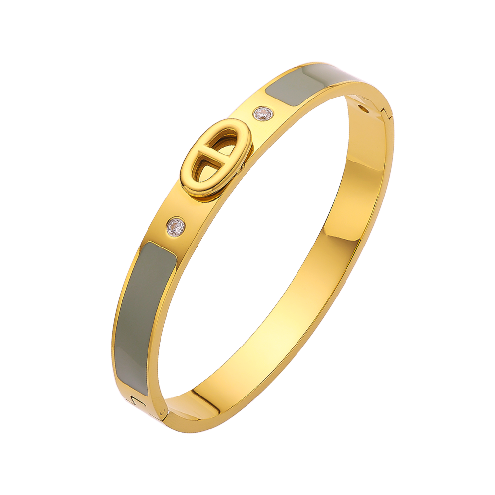 Stainless steel plated 18K gold pig nose gold bracelet