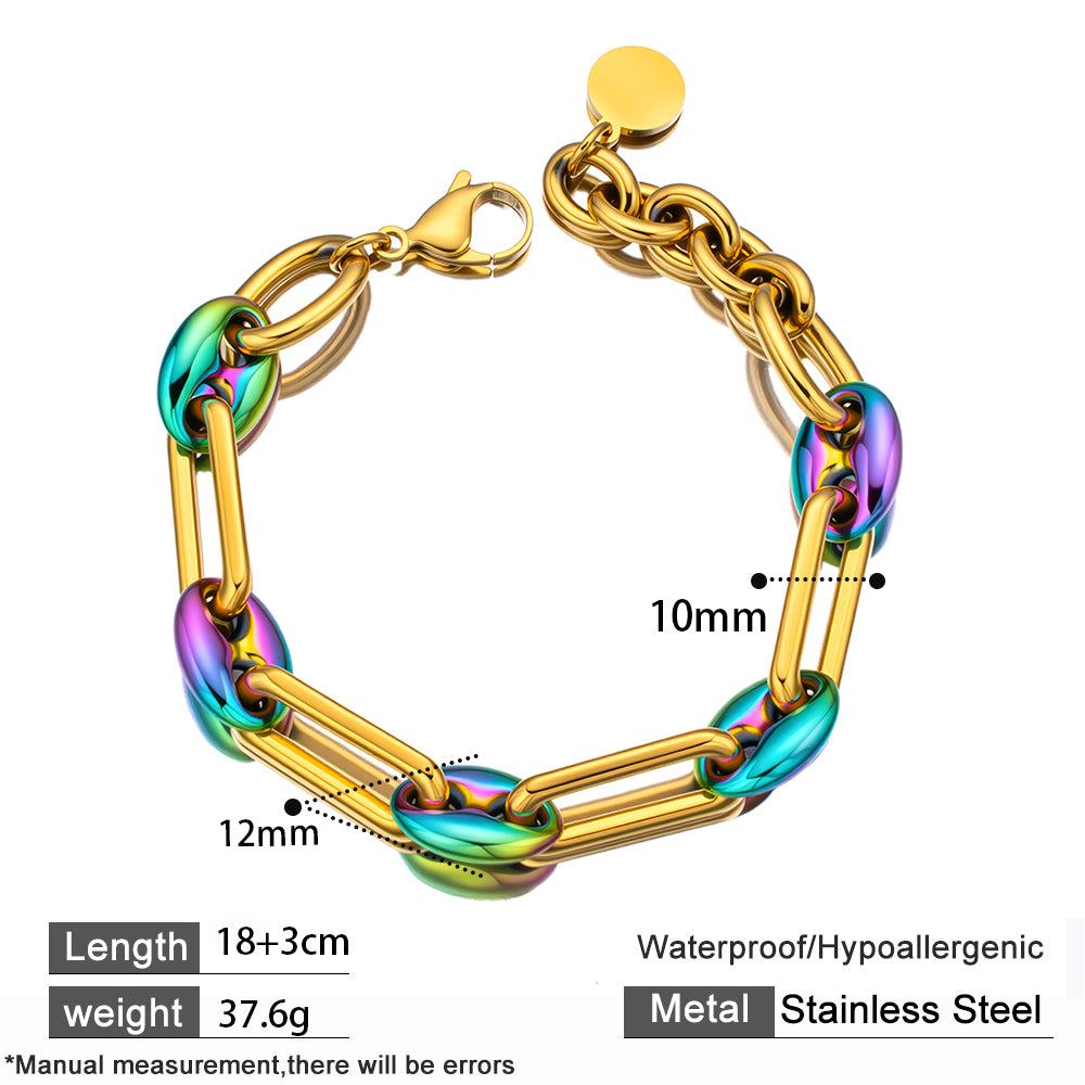 Vibrant Steel Cuff Bracelet – 304 Stainless Steel, Color Vacuum-Plated