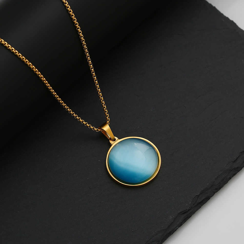 Stainless Steel 18K Gold Plated Cat's Eye Necklace