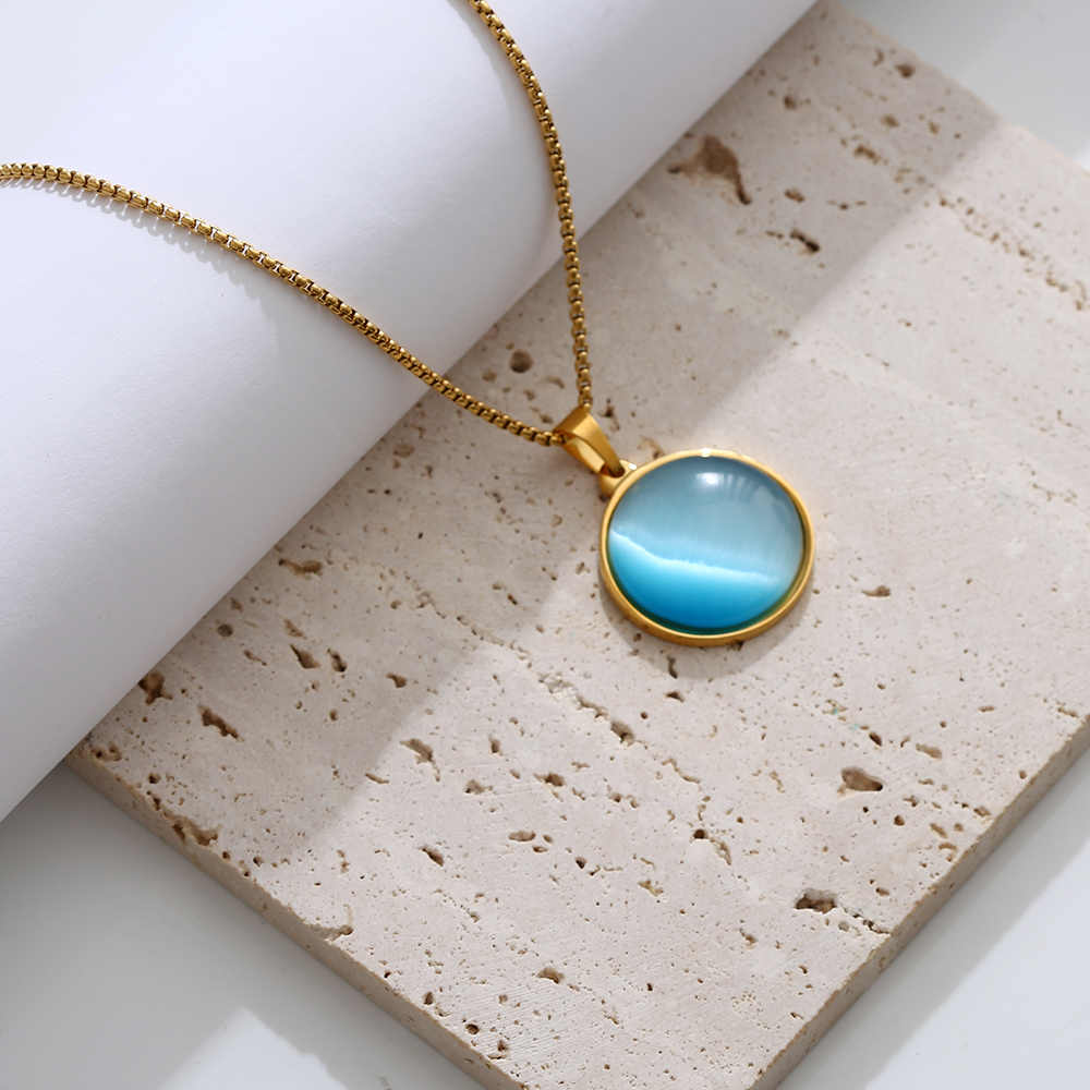 Stainless Steel 18K Gold Plated Cat's Eye Necklace