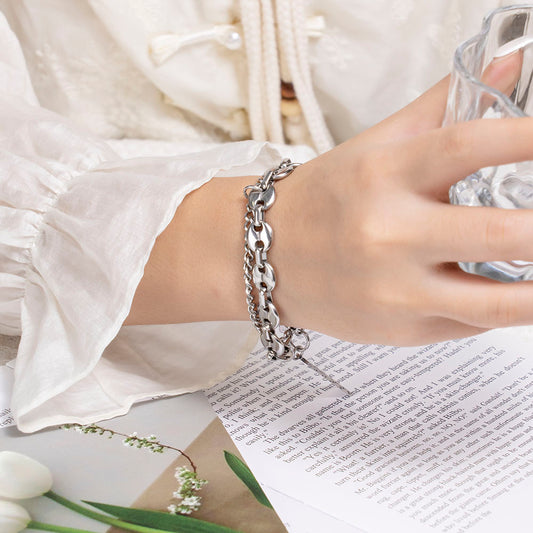 Stainless Steel Double-Layer Bracelet – 316 Stainless Steel Unisex Creative Layered Bracelet