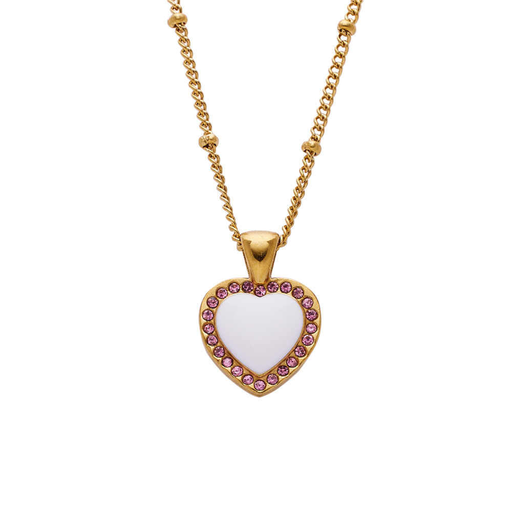 Stainless steel 18K gold plated love zircon necklace