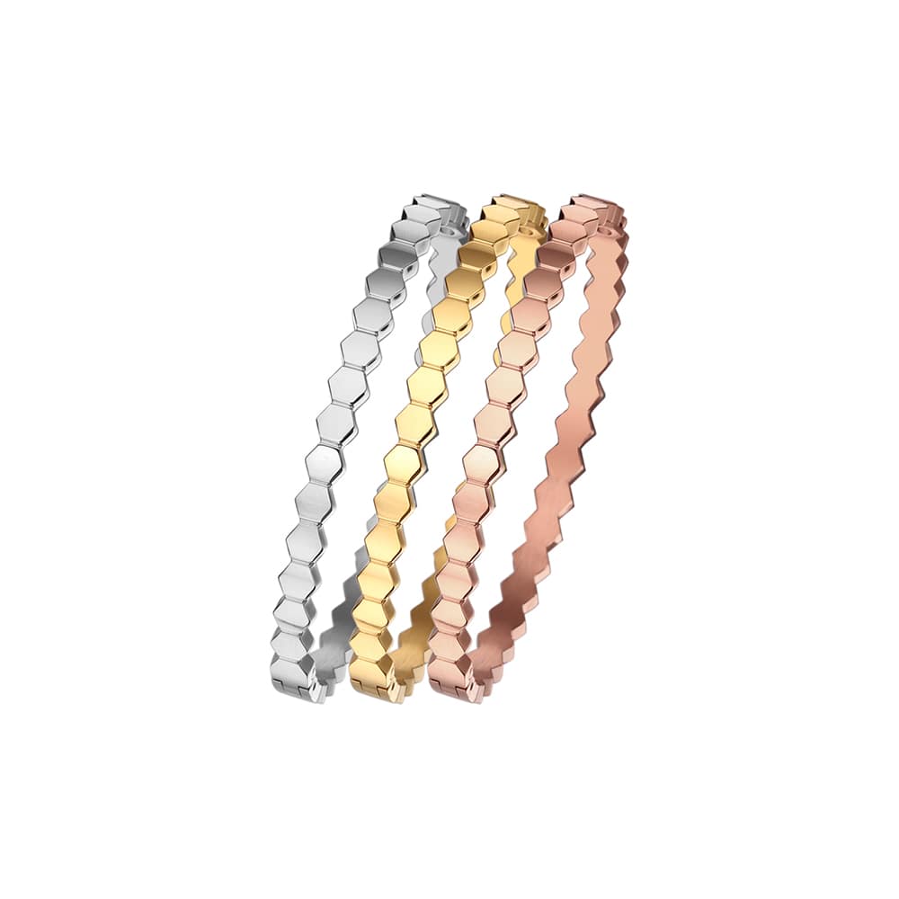 Stainless steel 18K gold plated hexagon bangle