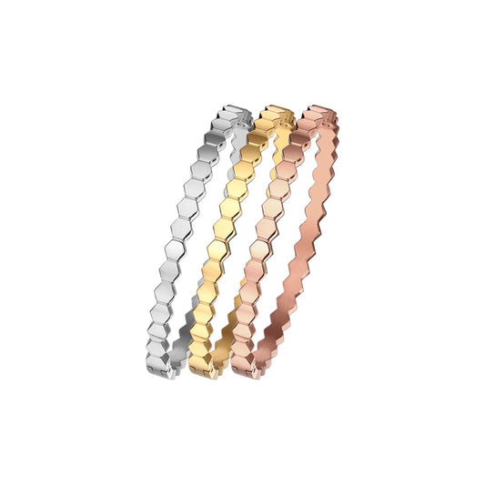 Stainless steel 18K gold plated hexagon bangle