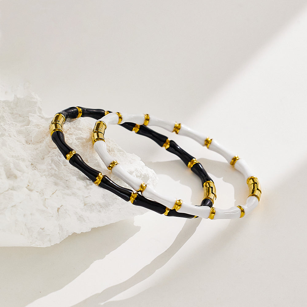 Stainless steel plated 18K gold bamboo bracelet