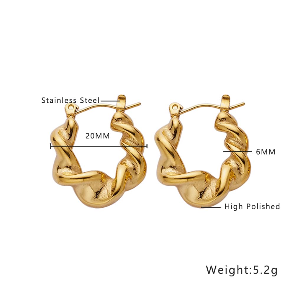 Trendy 18k Gold Plated Stainless Steel Earrings