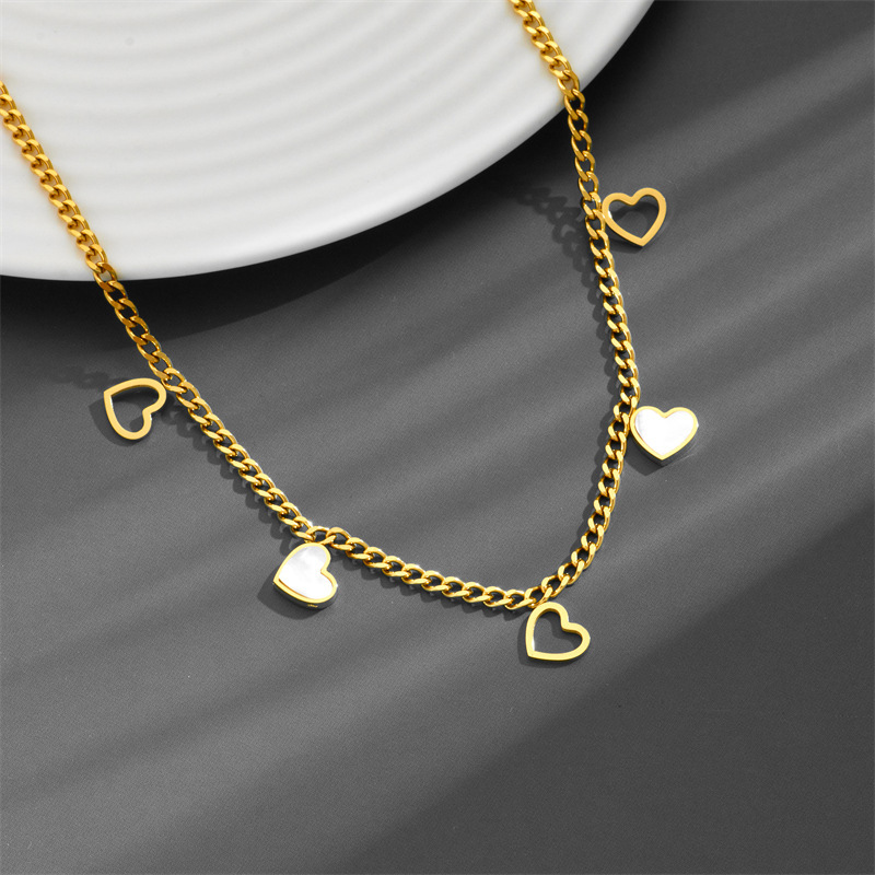 Stainless steel 18k gold plated love four-leaf Clover butterfly star necklace