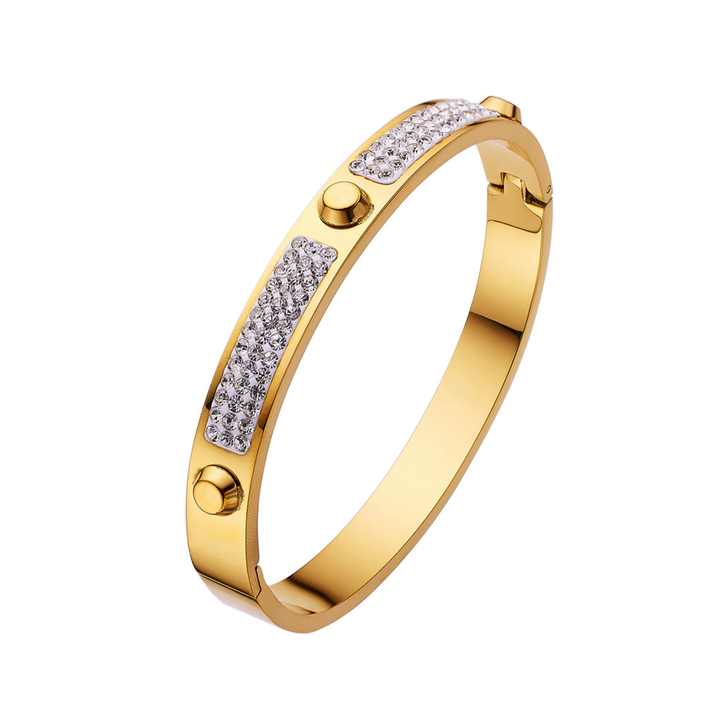 Stainless steel plated 18-karat gold triple nail mud bracelet