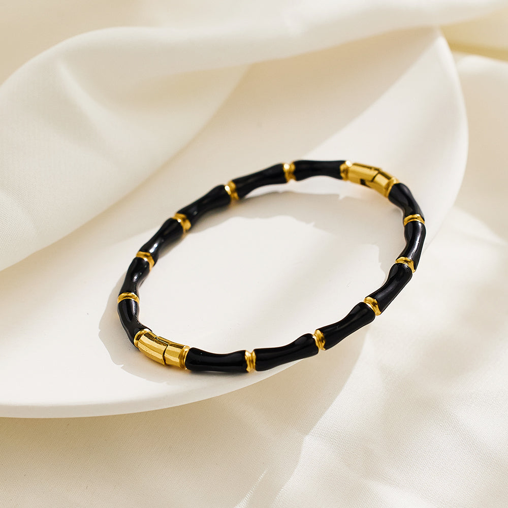 Stainless steel plated 18K gold bamboo bracelet