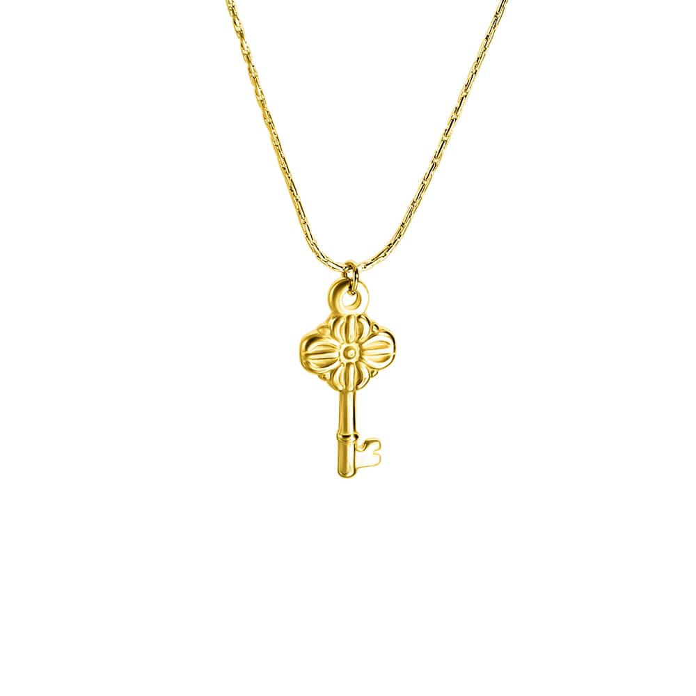 Stainless steel 18k gold plated love key pendant necklace