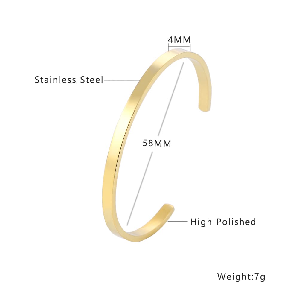 Stainless steel 18K gold plated C-type bangle