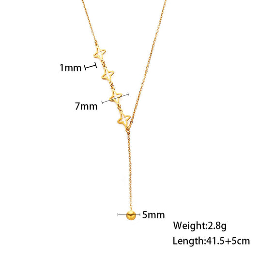 316 Stainless Steel 18K Gold Plated Hollow Star Necklace | Creative Design Pendant for Women
