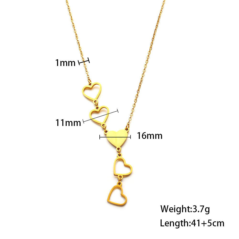 316 Stainless Steel 18K Gold Plated Four Hearts Necklace | Creative Design Pendant for Women