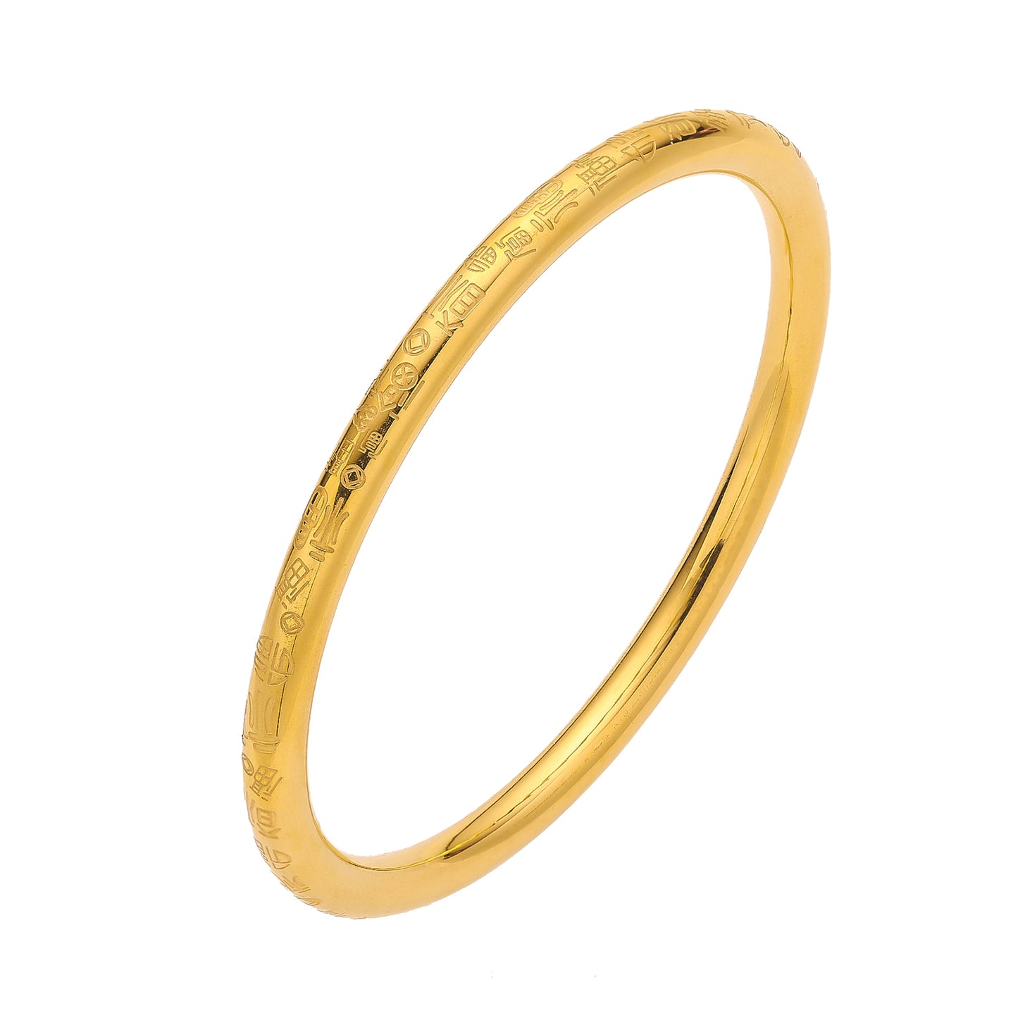 Stainless steel plated gold bracelet with 18K engraved design