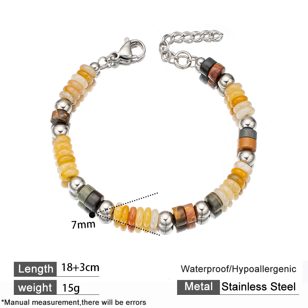 Sahara Spirit Agate & Turquoise Necklace – Natural Agate Discs, Turquoise Beads, Stainless Steel