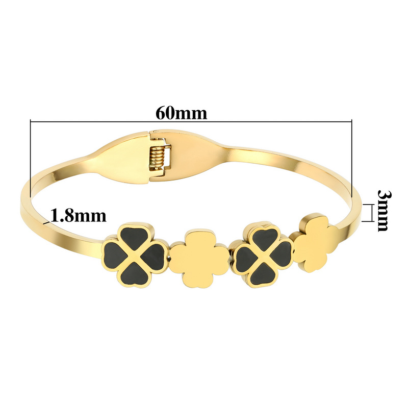 Stainless steel 18K gold plated star four-leaf clover bangle