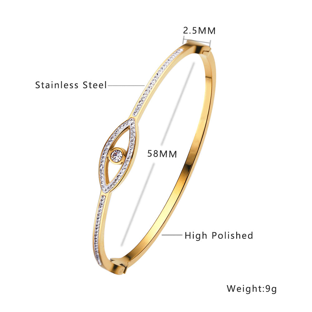 Stainless steel 18K gold plated zircon bangle