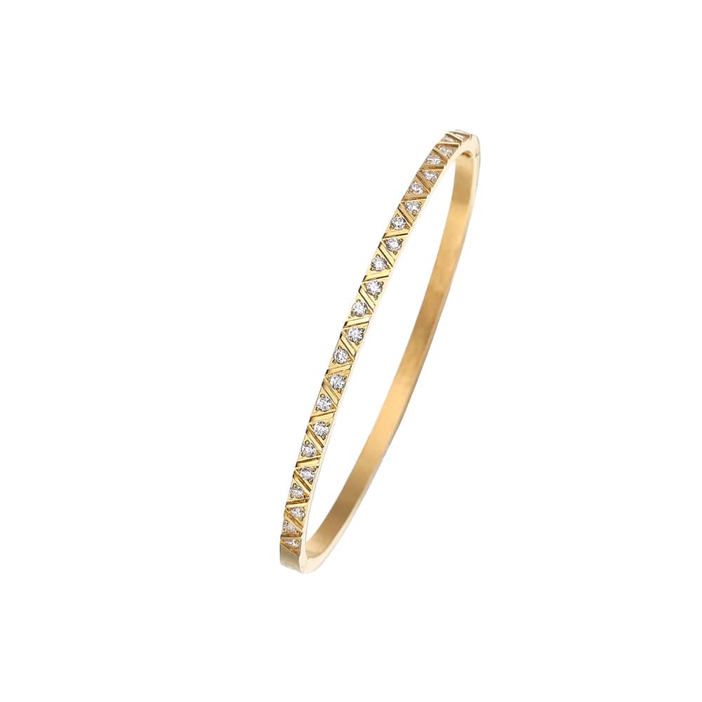 Stainless steel 18K gold-plated trapezoid zircon bangle