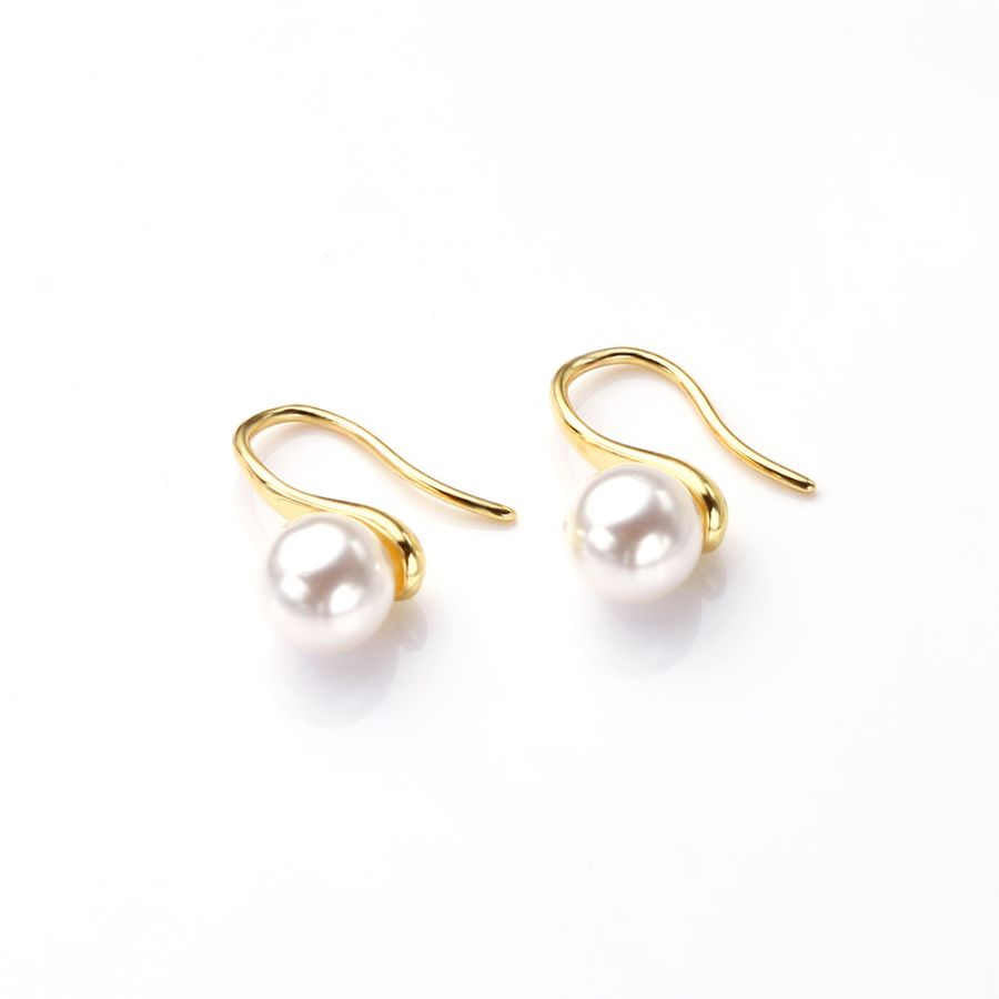 Classic brass 18k gold plated pearl earrings