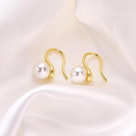 Classic brass 18k gold plated pearl earrings