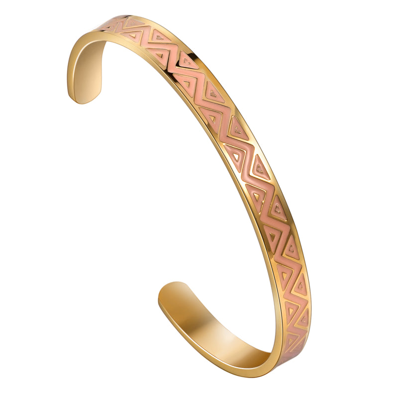 Stainless steel 18K gold plated classic retro waterproof bangle