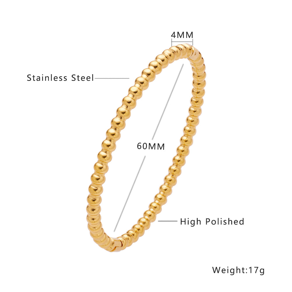 Stainless steel plated 18-karat gold bead snap bracelet