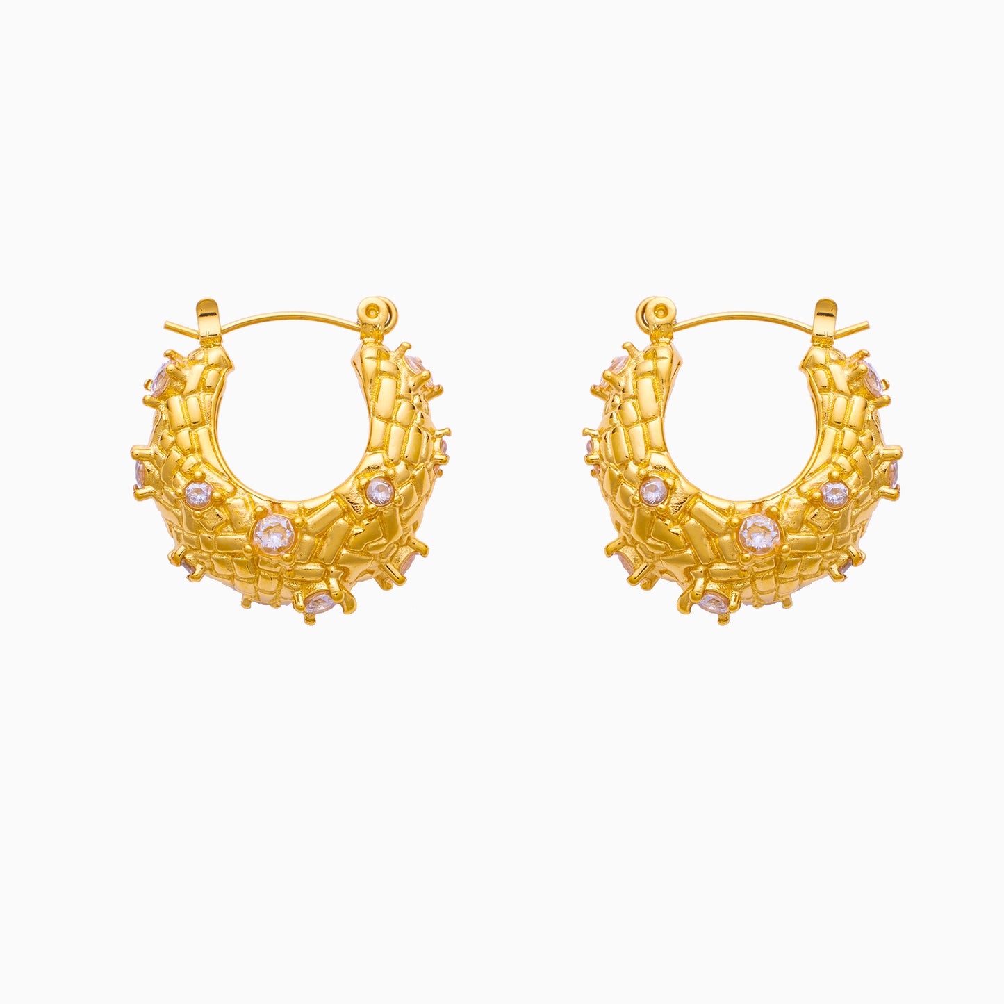 Stainless steel plated 18-karat gold with diamond earrings