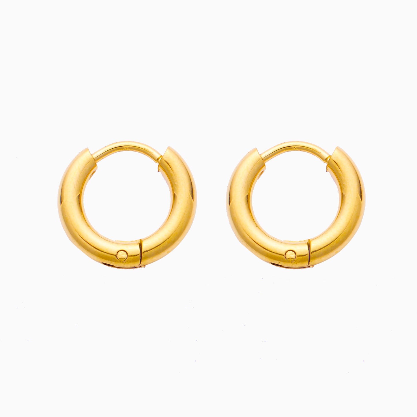 Stainless steel plated round earrings in 18-karat gold