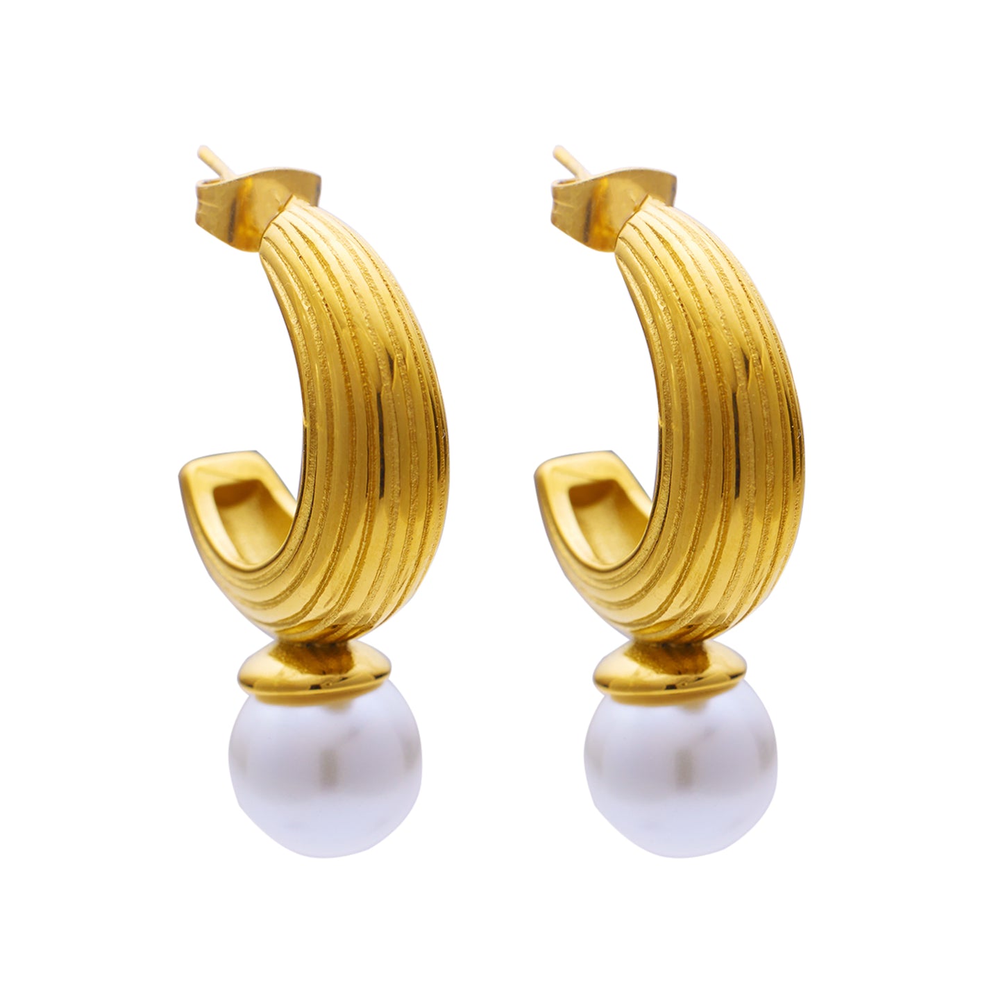 18K gold banana-shaped earrings in stainless steel